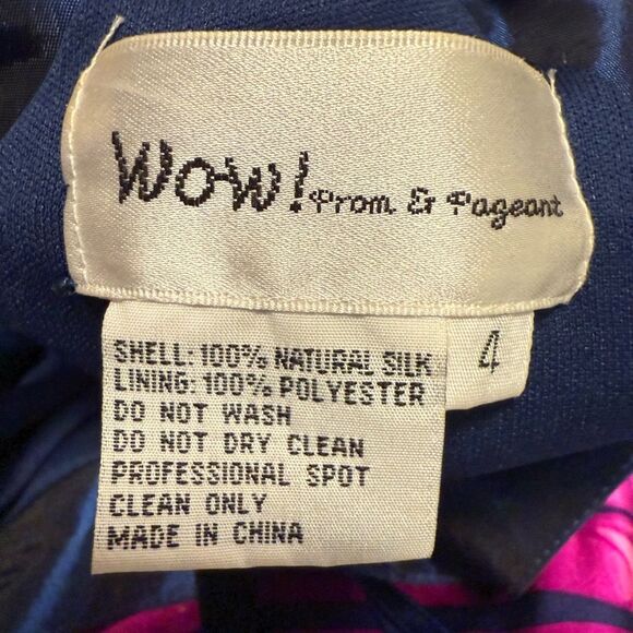 Wow! Prom & Pageant 100% Silk Formal Dress Sleeveless Gold Blue Y2K Size 4 - Picture 7 of 8